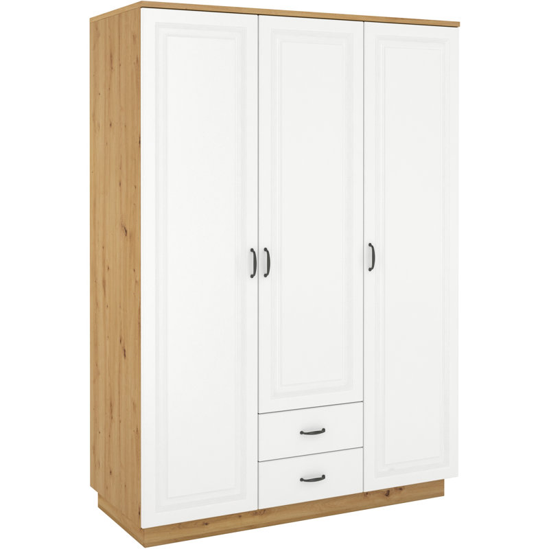 Devynn 3 Door Solid + Manufactured Wood Wardrobe, White