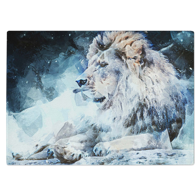 Tempered Glass Beautiful Lion Chopping Board, 39 cm W x 28.5 cm L