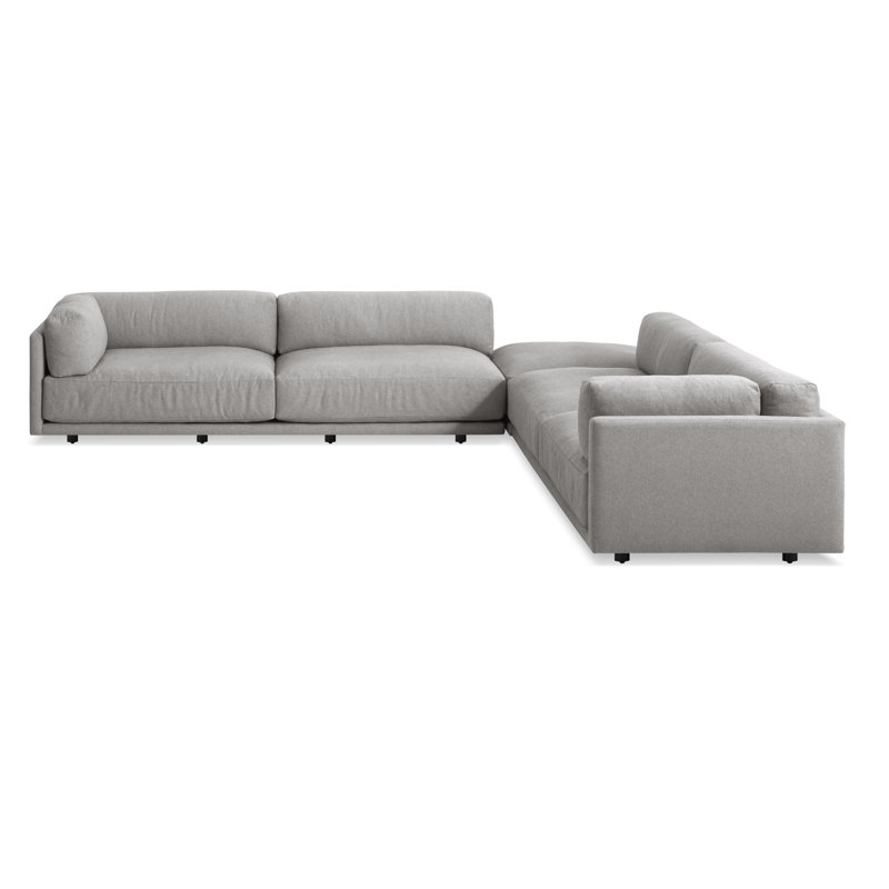 Sunday Sectional with Ottoman, Agnew Gray Textured Basketweave