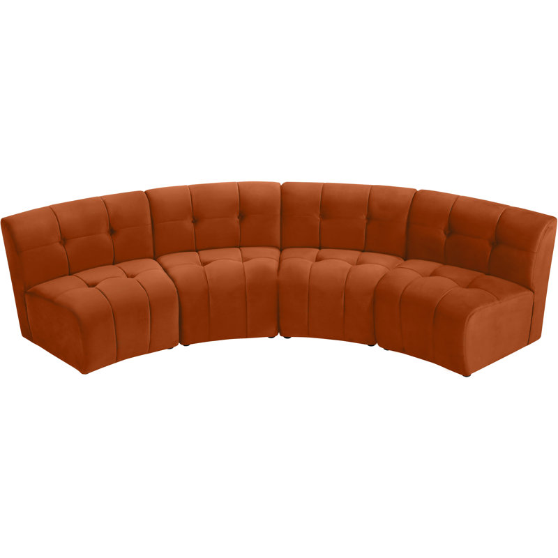 Jedson Velvet Sectional Symmetrical, Cognac Velvet