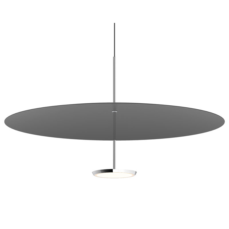 Sky 1 - Light Single Dome LED Pendant, 17.5" H x 32" W x 32" D, Black, Polished Aluminum