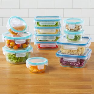 Genicook Borosilicate Glass Small Baby-Size Meal and Food Storage Containers, Rectangular Shape - 12 PC Set (6 Containers - 6 Matching Lids)