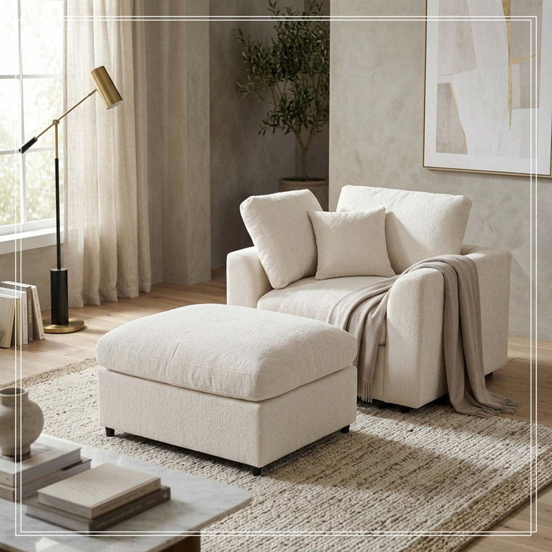 Fauteuil Chenille, Beige