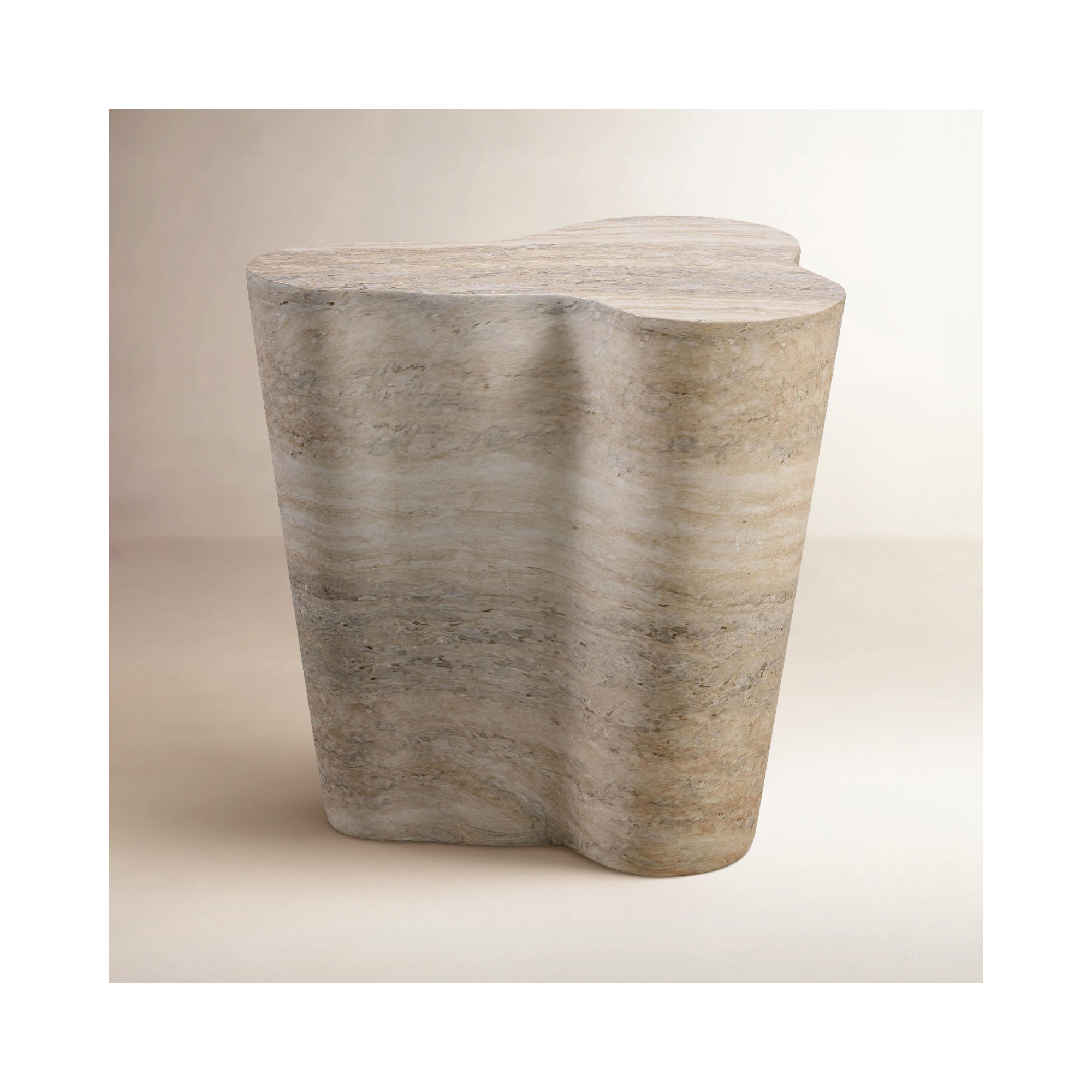 Barrett Slab Table, Travertine, 18" H x 18" W x 15" D