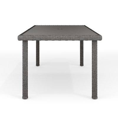 Martha Stewart 71" Outdoor Rattan Wicker Patio Table with Engineered Wood Top by Martha Stewart