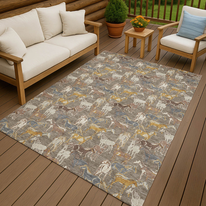 Tapis intérieur / extérieur lavable à la machine Chantille ACN2520, Taupe, Rectangle 5 pi x 7 pi 6 po