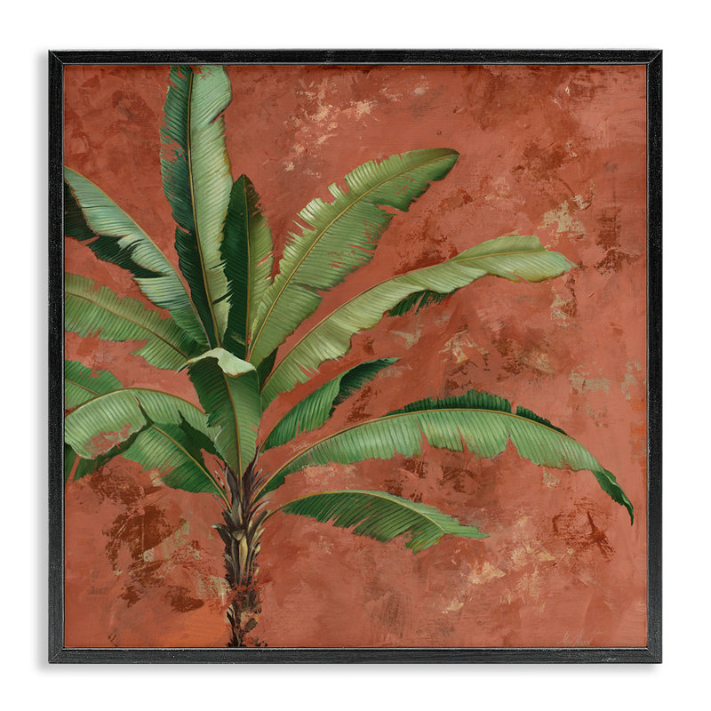 «Palm on Mute Red», estampe numérique par Max Maxx, Giclée encadrée noir minuit, H 17 po x l 17 po