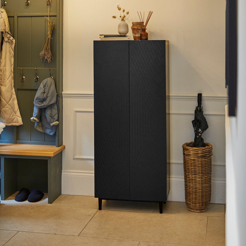 Addae 10 Pair Shoe Storage Cabinet, Black