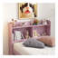 Lit simple avec lit gigogne, bibliothèque, rose