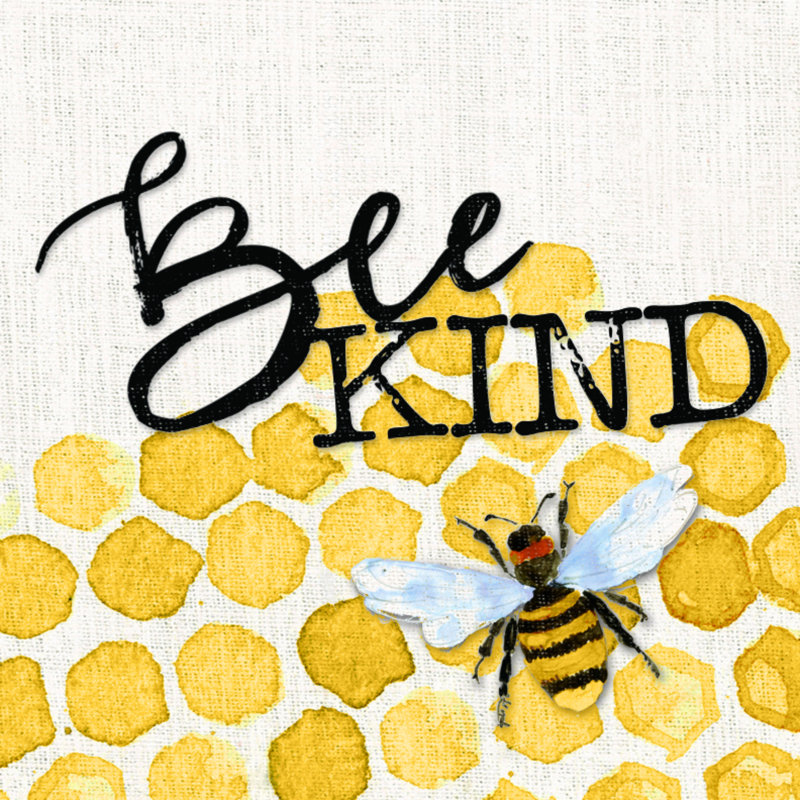 Bee Kind Honeycomb - Wrapped Canvas Art Prints, 30cm H x 30cm W