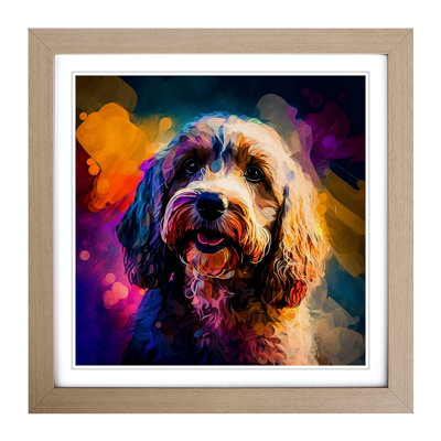 Cockapoo Abstract Expressionism - Single Picture Frame Print on Wood