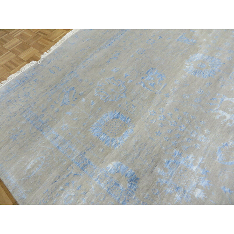 Tapis oriental transitionnel beige en soie noué à la main 8 pi 2 po x 10 pi 2 po 564FE9328B6B427E8B73354C11AA465B