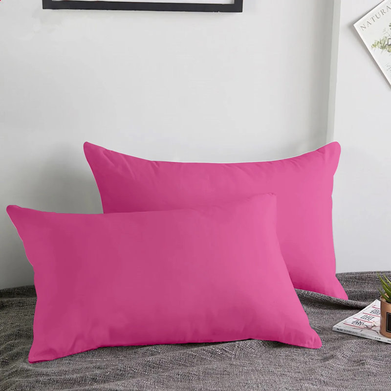 Set of 2 Super Soft Microfiber Pillow Covers - Breathable, Easy Care, Ultra Soft Microfiber Fabric, Pink