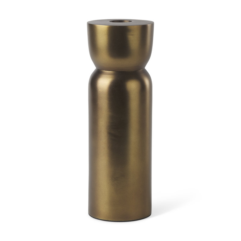 Bougeoir de table en métal, Or, H 7,5 po x l 2,5 po x P 2,5 po