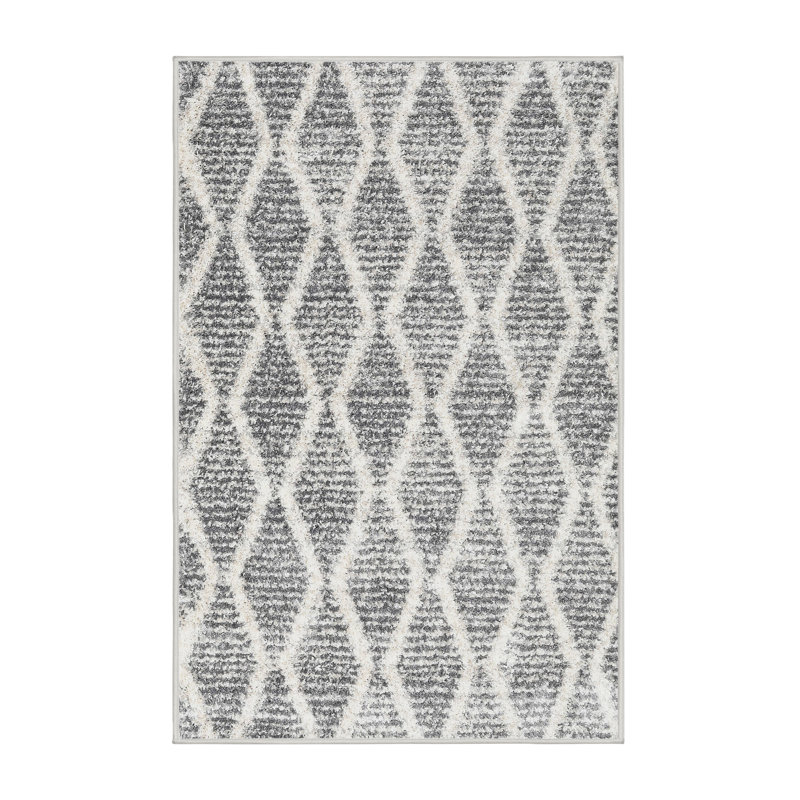 Tapis contemporain gris, Rectangle 4 pi x 6 pi