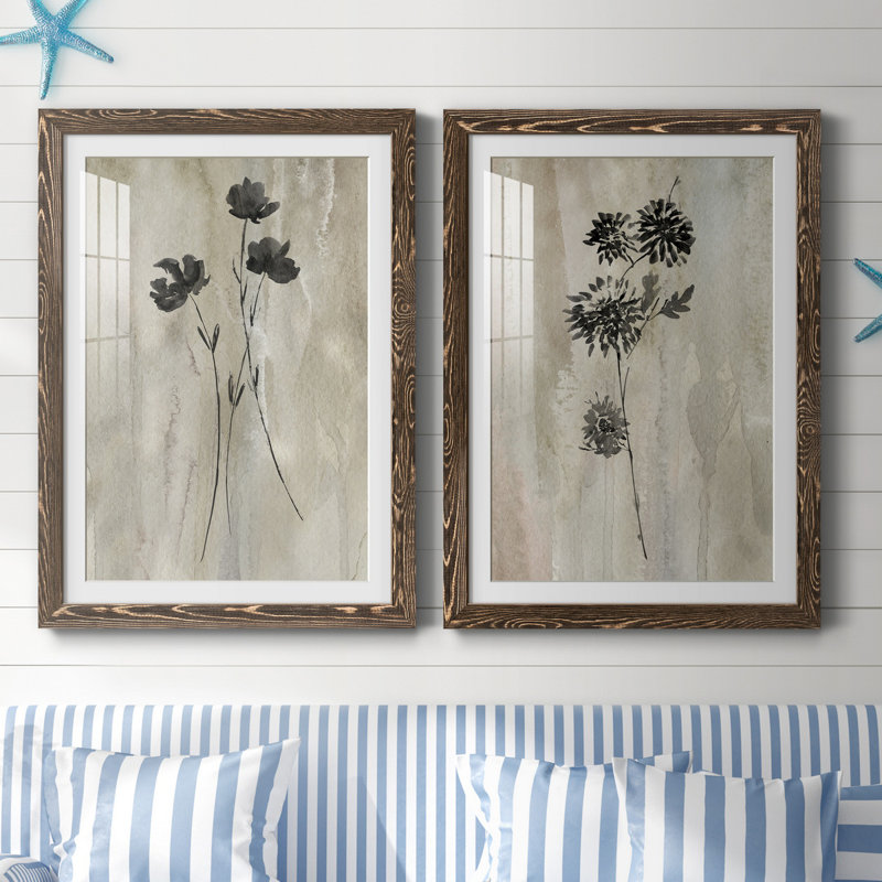 «Sumi-E Silhouette III», ensemble de 2 reproductions d'art, H 37,5 po x l 55 po x P 1,5 po, Érable