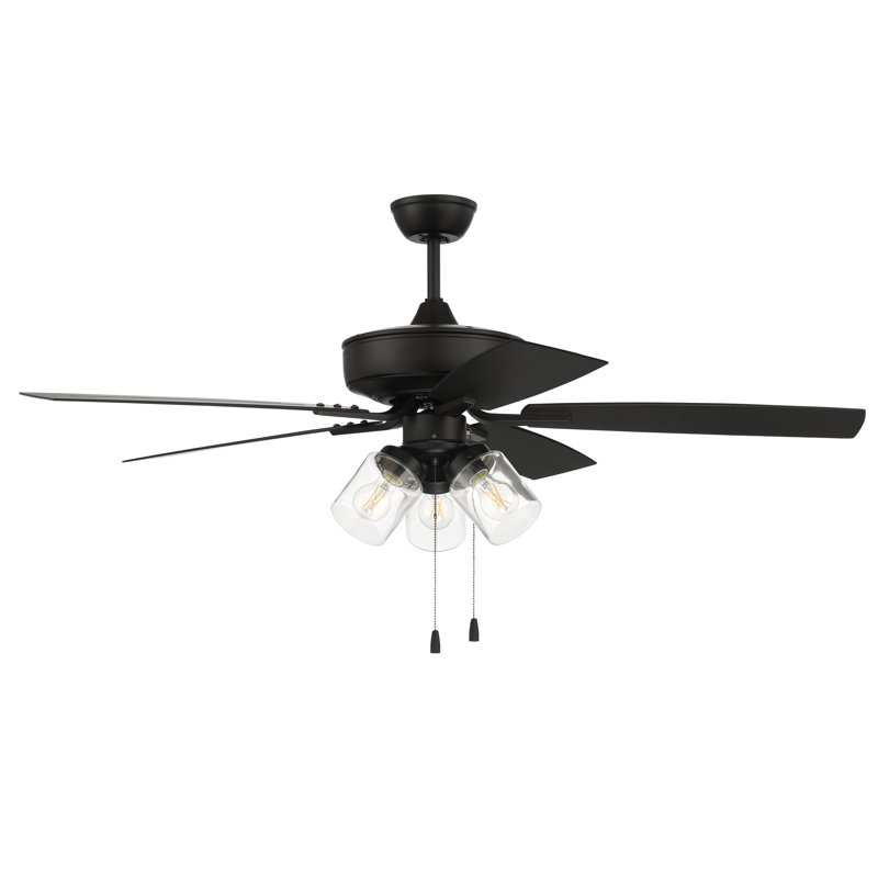 52'' Ceiling Fan with LED Lights, Flat Black