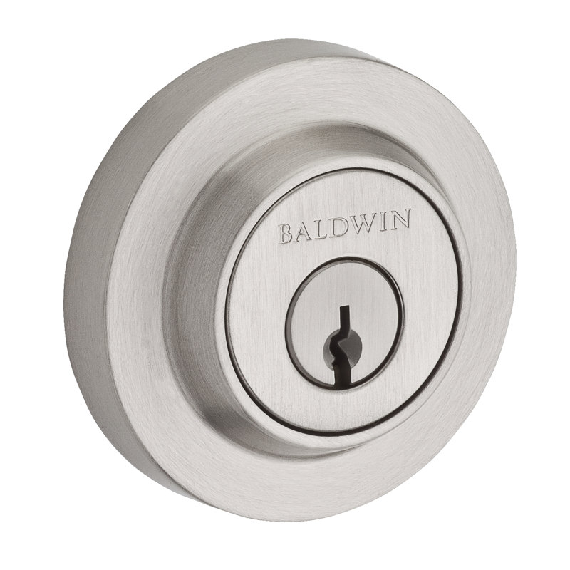 Contemporary Round Single Cylinder Deadbolt, Satin Nickel