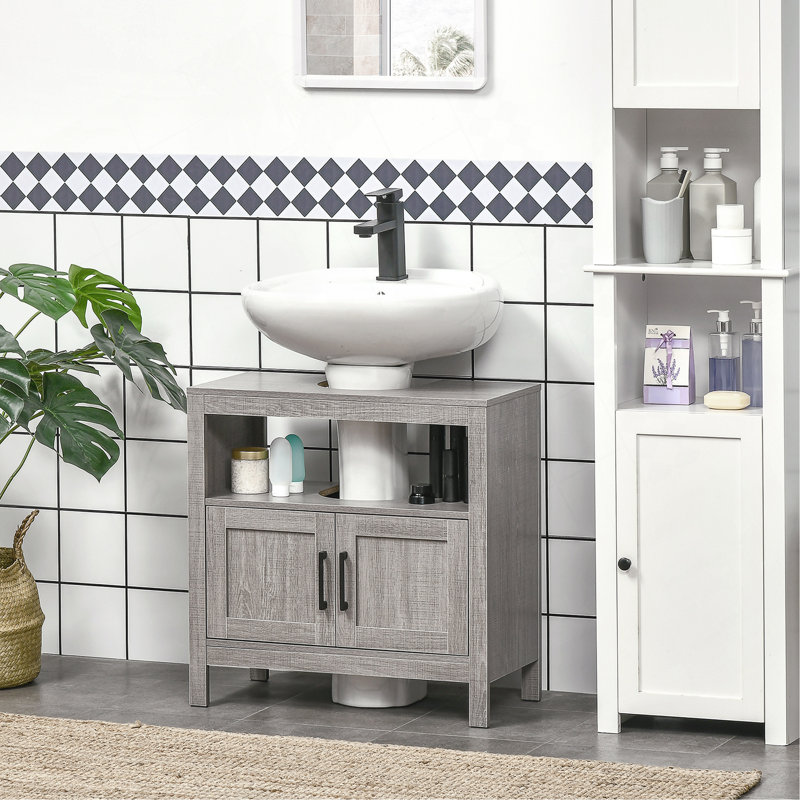 Armoire de rangement polyvalente pour salle de bain avec tablettes et portes ouvertes, maximisant l'espace et l'organisation