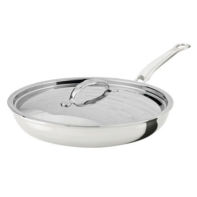 Poêle en acier inoxydable poli avec couvercle 11 po Hestan