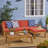 Elegant Outdoor In Red - Wood Frame, , Coffee Table, Water- Cushions Sectional With And Table Construction, Cushion