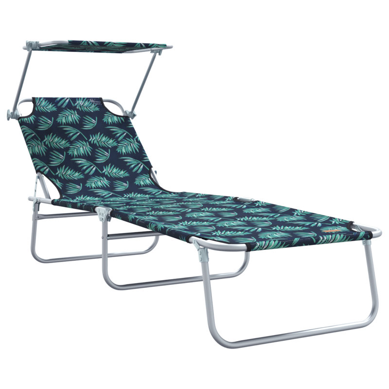 vidaXL Folding Sun Lounger with Canopy Outdoor Daybed Sunbed Steel and Fabric