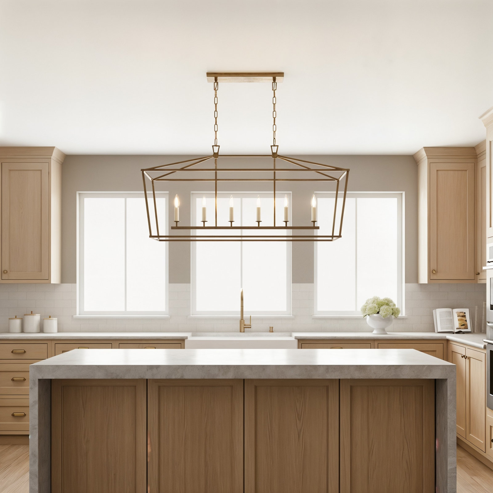 Olive Dimmable 5-Light Pendant, Antique Gild