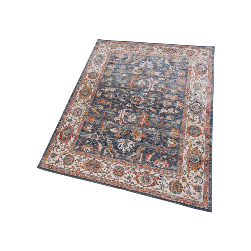 Oriental Machine-Made Blue / Ivory, Rectangle 5'3" x 8'