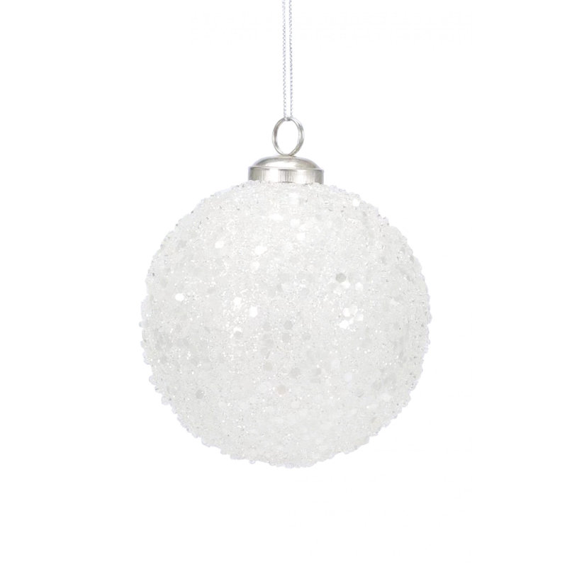 Ornement boule blanche suspendue (paquet de 6), Blanc