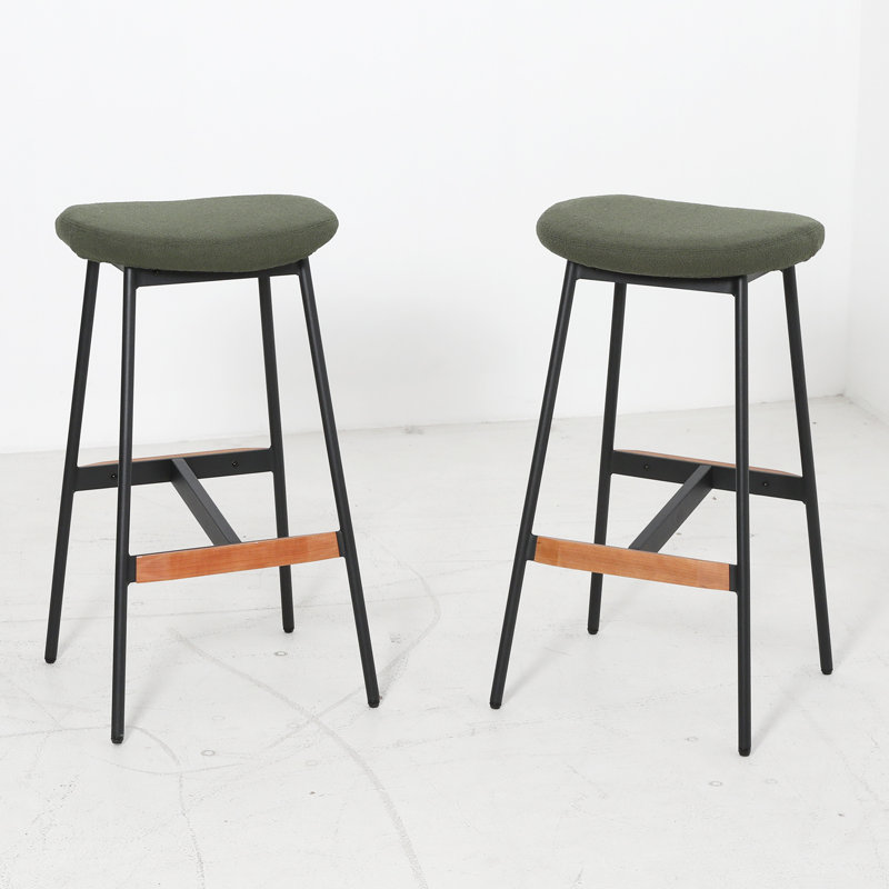 Upholstered Bar Stool, Green, Bar Stool (74.9cm Seat Height)
