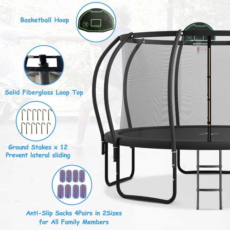 Virubi 15' Round Backyard Trampoline with Safety Enclosure