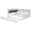 Lit plateforme en bois robuste | Tête de lit avec rangement, tablette rotative et lit gigogne pour chambre d'amis-307549215-307549213