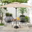 Outsunny 100 cm Round Dining Table with Parasol Hole, Steel Frame, Black