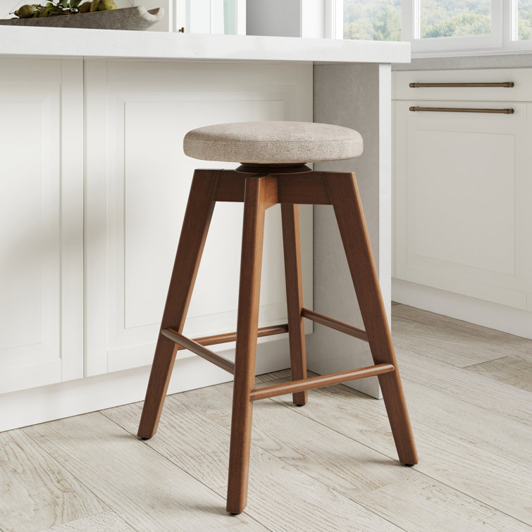 Amalia Swivel Upholstered Counter Stool with Solid Wood Frame