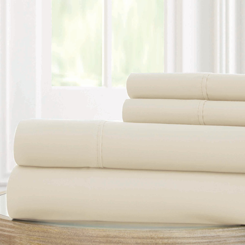 Microfiber Sheet Set, King Sheet Set + Fitted Sheet + 2 Pillowcases, Yellow