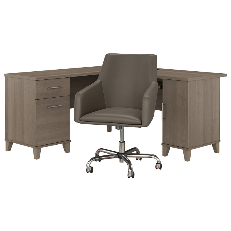 Ensemble de bureau en L réversible Anousha Masala, Gris cendré