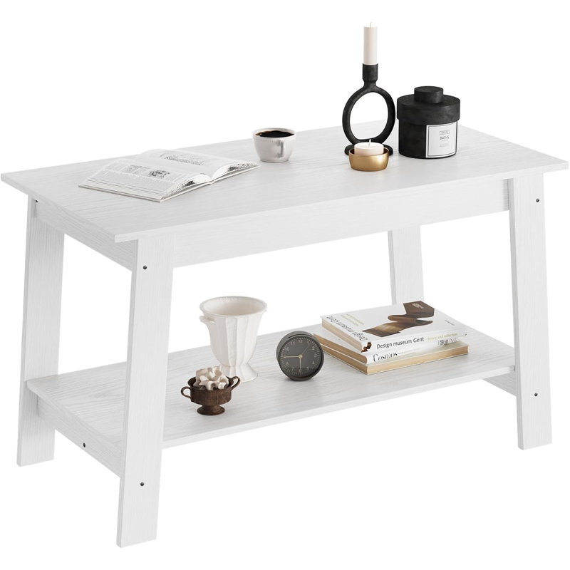 31.5 Inch Coffee Table with 2-Tier Storage, Modern Industrial Rectangular Living Room Table, Compact MDF & Particle Board Build, Durable & Easy Assembly, Ideal for Apartments & Offices