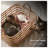 Hand-Woven Natural Cattail Wicker Rectangular Storage Basket with Handles