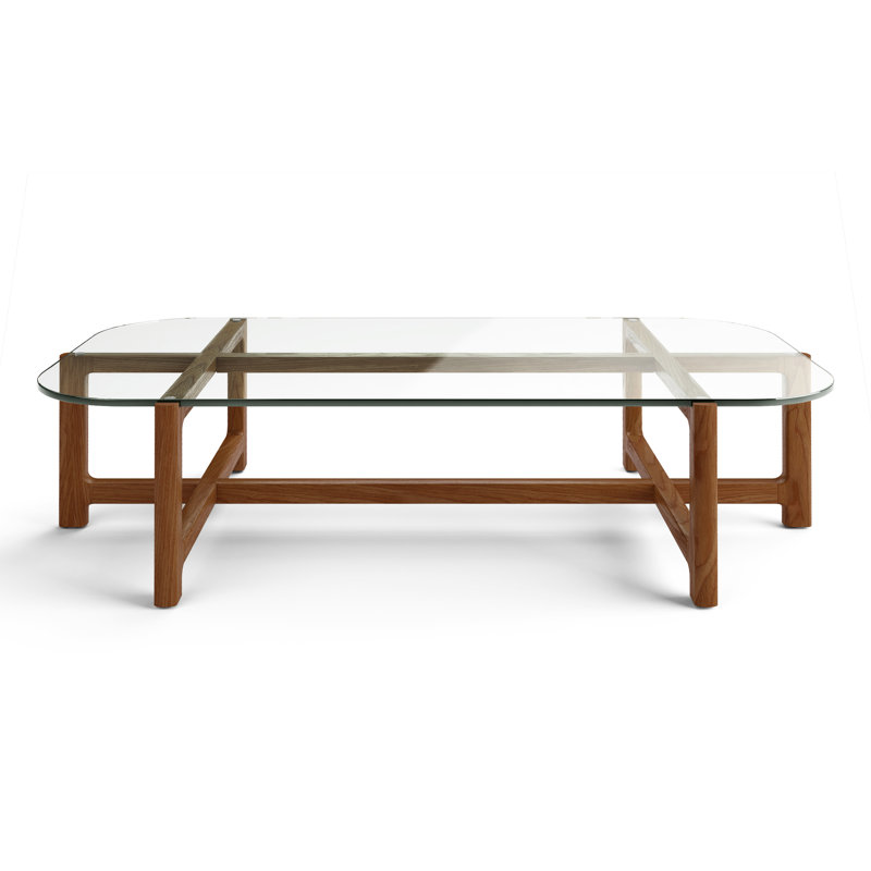 Table basse Quarry, Noyers, Verre transparent