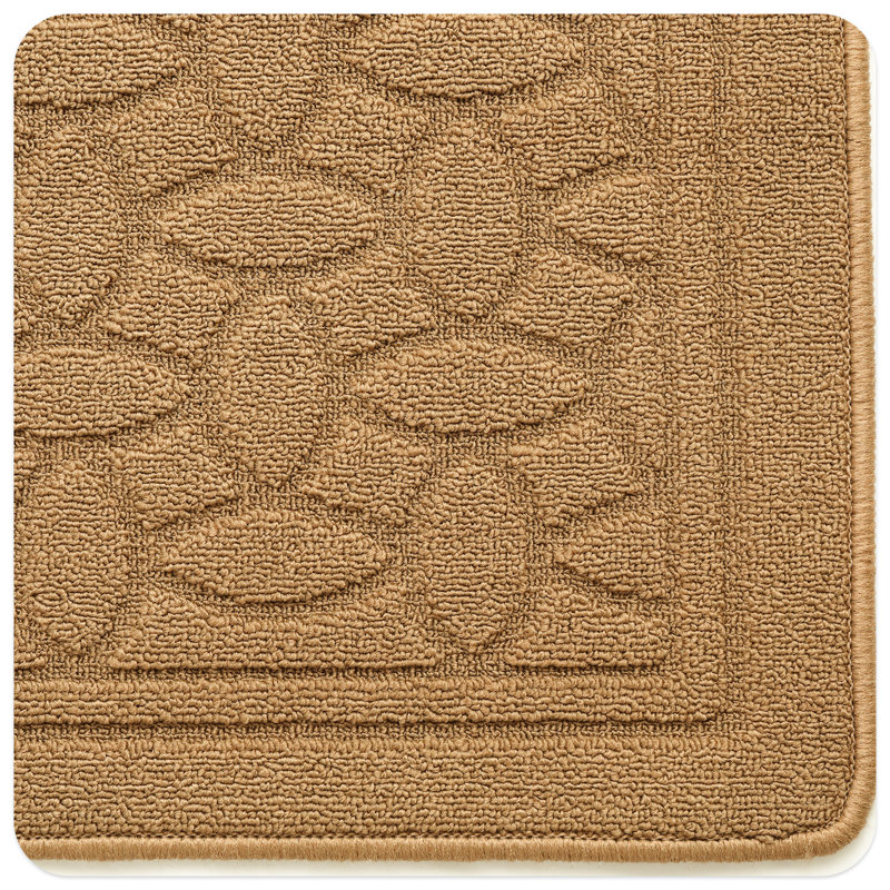 Floral Water Resistant Non-Skid Kitchen Mat, Khaki, Runner 2' x 4'11"