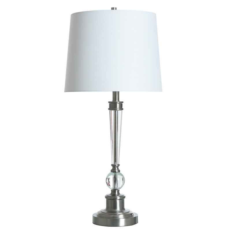 Metal & Crystal Table Lamp - Off-White Shade