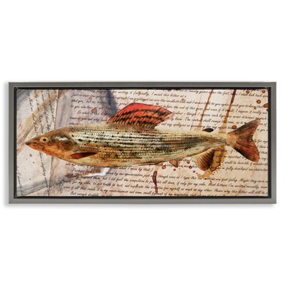 Poisson avec texte rétro, estampe numérique par Alonzo Saunders