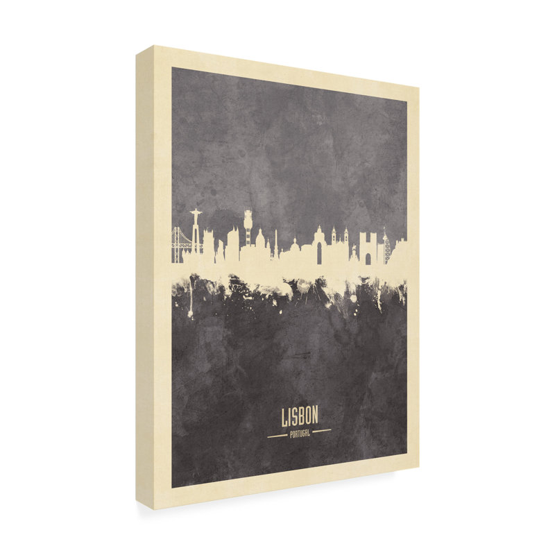 Art sur toile «Michael Portugal Skyline Gray» par Michael Tompsett, H 32 po x l 24 po x P 2 po