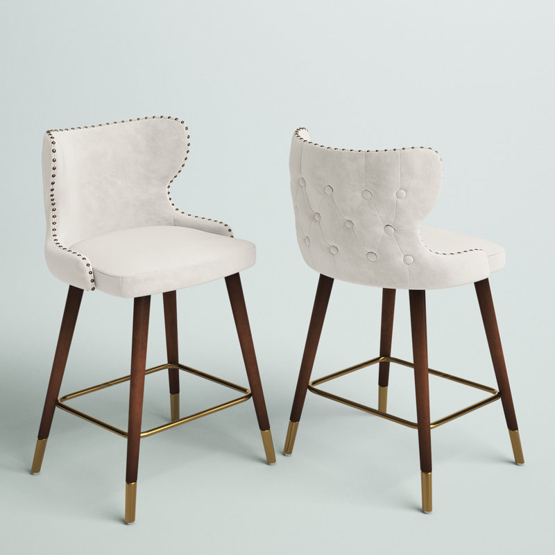 Tabouret de bar et de comptoir Caralie, Tabouret de comptoir (siège d'une hauteur de 24,5, Blanc