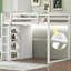 Lit mezzanine en bois avec garde-robe intégrée et tablettes de rangement, lumière DEL-1253827098