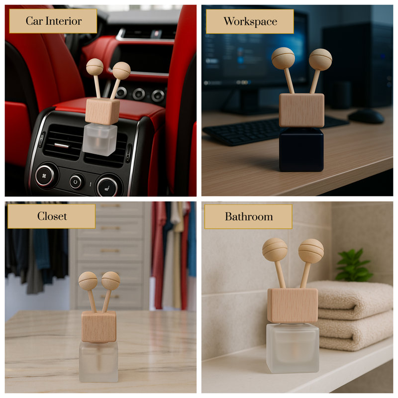 Lomeli Scented Portable Car Reed Diffuser With Reed Sticks And Vent Clips, 5 ML (Set Of 2)