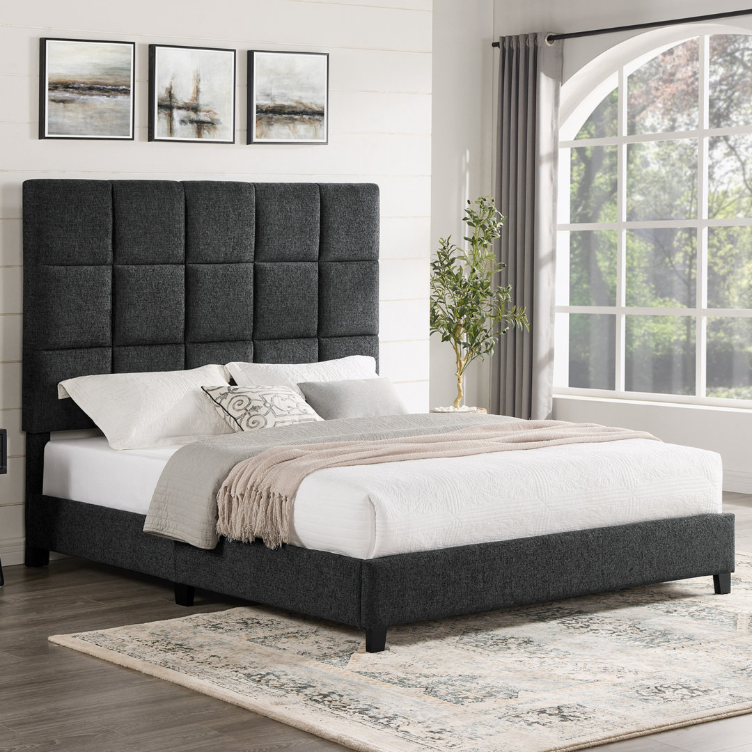 Ashiqu Squares Upholstered Platform Bed Wade Logan® 