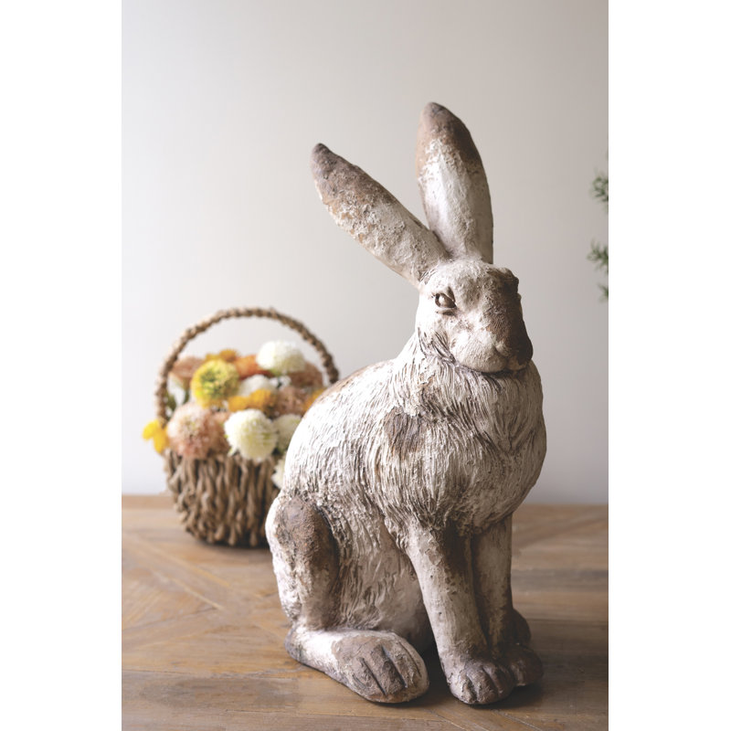  Faux Concrete Rabbit Sculpted Animal Decor 13" H Tabletop Accent