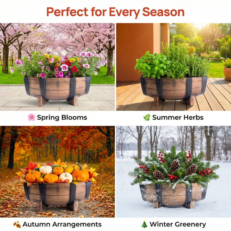 Pots de fleurs rectangulaires 2 pièces de style rustique de style campagnard pour l'intérieur et l'extérieur, parfaits pour exposer des fleurs et des plantes