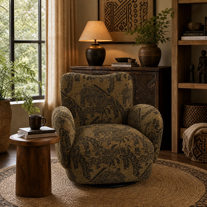 Chaise pivotante Cocoon, Tigre CHENILLE
